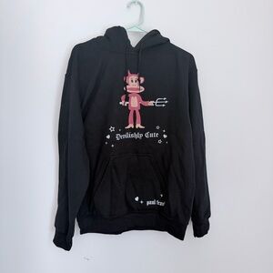 Daisy St. x Paul Frank black hoodie with pink monkey design #emo #goth